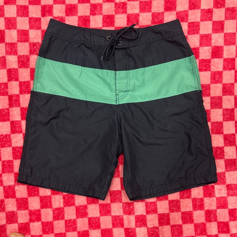 GAP Navy Swim Trunks with Turquoise Stripe